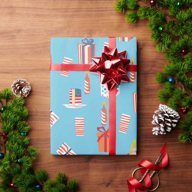 Patriotische Kuchen und Geschenke 4. Juli Geschenkpapier (Feiertagsgeschenk)
