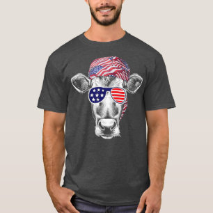 Patriotische Kuh 4. Juli Amerikanische Flagge T-Shirt