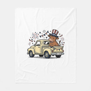 Patriotische Kuh 4. Juli LKW-Vektordesign_1 Fleecedecke