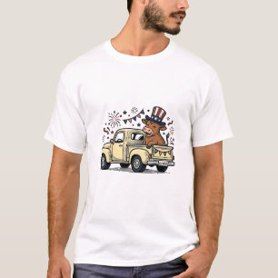 Patriotische Kuh 4. Juli LKW-Vektordesign_1 T-Shirt