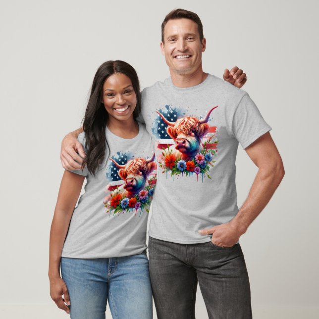 Patriotische Kuh am 4. Juli T-Shirt (Unisex)