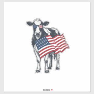 Patriotische Kuh Amerikanische Flagge Vintage Grav Aufkleber