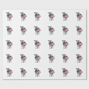 Patriotische Kuh Amerikanische Flagge Vintage Grav Geschenkpapier