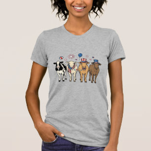 Patriotische Kuh-Aufstellung Vintage-Vector-Shirt- T-Shirt