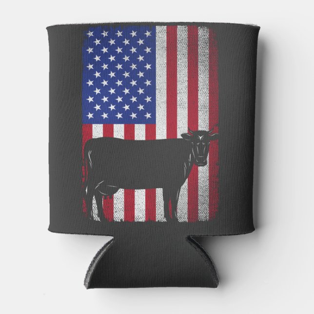 Patriotische Kuh Bauer Farm USA Fahne Dosenkühler (Vorderseite)