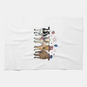 Patriotische Kuh-Reihe Vintage-Vector-Shirt-Design Geschirrtuch