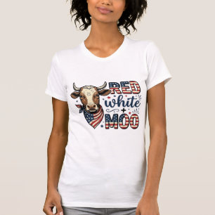 Patriotische Kuh Rot Weiß Moo 4. Juli Shirt Desi