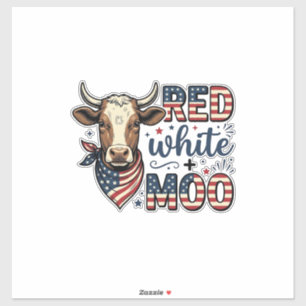 Patriotische Kuh Rot Weiß Moo 4. Juli Shirt Desi Aufkleber