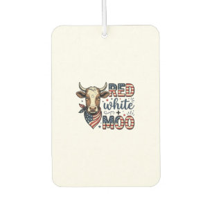 Patriotische Kuh Rot Weiß Moo 4. Juli Shirt Desi Autolufterfrischer