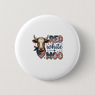 Patriotische Kuh Rot Weiß Moo 4. Juli Shirt Desi Button