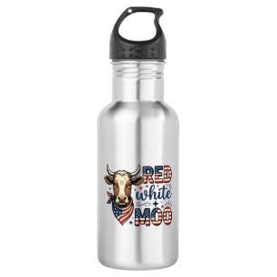 Patriotische Kuh Rot Weiß Moo 4. Juli Shirt Desi Edelstahlflasche