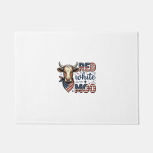 Patriotische Kuh Rot Weiß Moo 4. Juli Shirt Desi Fußmatte