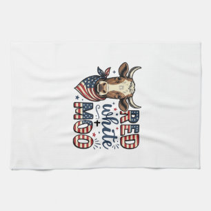 Patriotische Kuh Rot Weiß Moo 4. Juli Shirt Desi Geschirrtuch