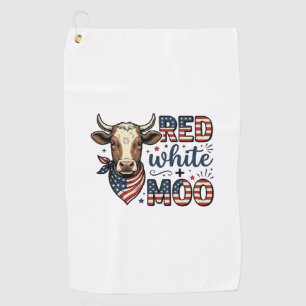 Patriotische Kuh Rot Weiß Moo 4. Juli Shirt Desi Golfhandtuch