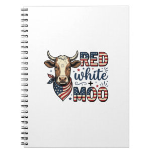 Patriotische Kuh Rot Weiß Moo 4. Juli Shirt Desi Notizblock
