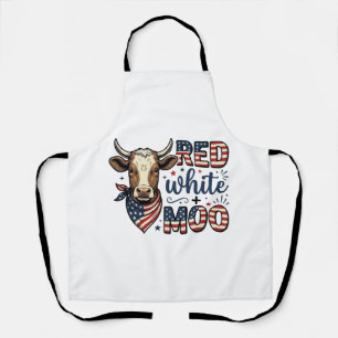 Patriotische Kuh Rot Weiß Moo 4. Juli Shirt Desi Schürze