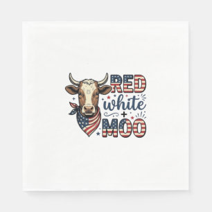 Patriotische Kuh Rot Weiß Moo 4. Juli Shirt Desi Serviette