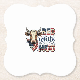 Patriotische Kuh Rot Weiß Moo 4. Juli Shirt Desi Untersetzer