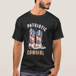 Patriotische Kuhstiefel Amerikanische Flagge 4. Ju T-Shirt