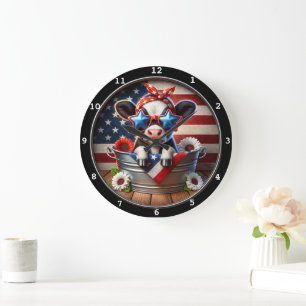 Patriotische Kuhzelebratenzuhr Große Wanduhr