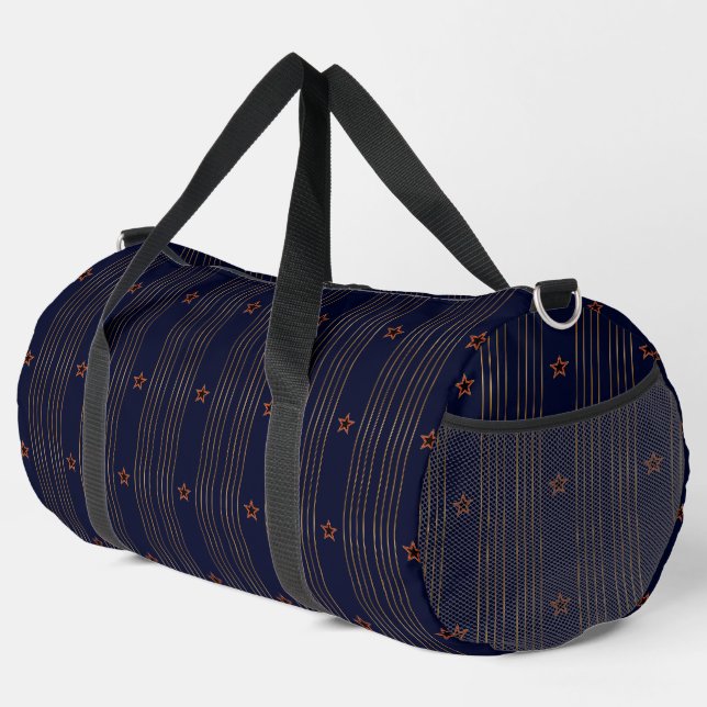 Patriotische Kunst-Déco - Gold Streifen Roter Ster Duffle Bag (Rechte Ecke)