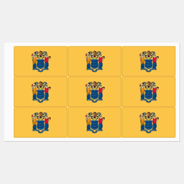 Patriotische Labels mit der Flagge des New Jersey- Etiketten (Blatt)