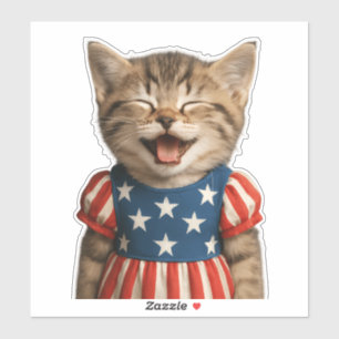 Patriotische Lachkatze Aufkleber