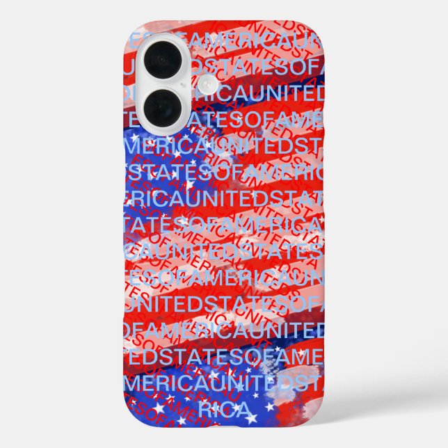 Patriotische Landesflagge der USA iPhone 16 Hülle (Rückseite)