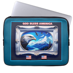 Patriotische Landschaft mit Adlerfahnen Laptopschutzhülle