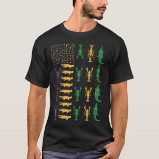 Patriotische Langusten-Alligator-Flagge Louisiana  T-Shirt
