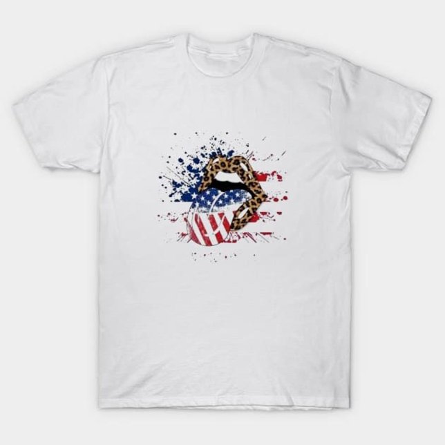 Patriotische Leopard Lips T-Shirt (Von Creator hochgeladen)