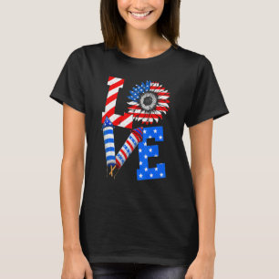Patriotische Liebe Amerikanische Flagge 4. Juli Ko T-Shirt