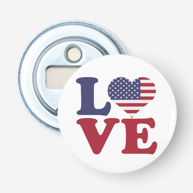 Patriotische Liebe der amerikanischen Flagge Flaschenöffner (Vorderseite)