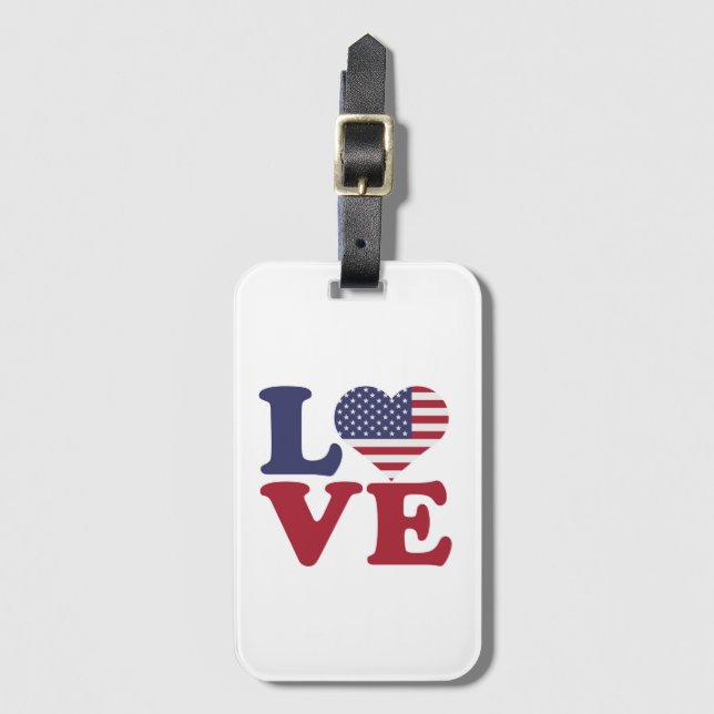 Patriotische Liebe der amerikanischen Flagge Gepäckanhänger (Vorderseite Vertikal)