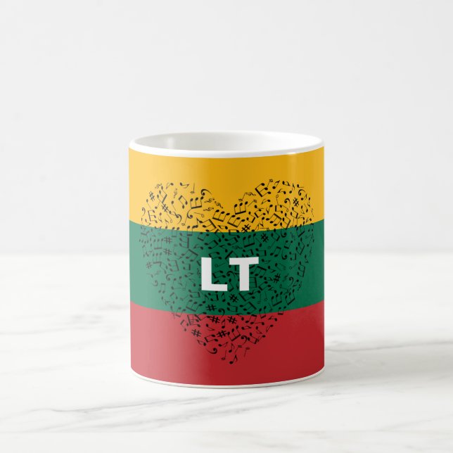 Patriotische Litauen Flagge mit einem musikalische Kaffeetasse (Mittel)