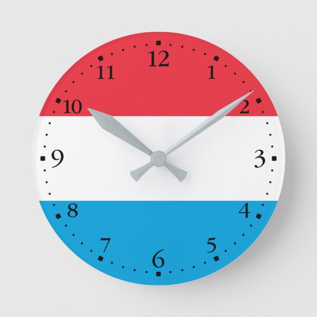 Patriotische Luxemburger Flagge Runde Wanduhr (Vorderseite)