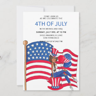 Patriotische Mädchen-Einladungen zum 4. Juli Save The Date