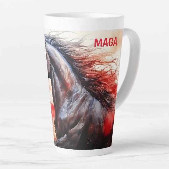 Patriotische MAGA mit Flagge und Pferd Milchtasse (Rechte Ecke)