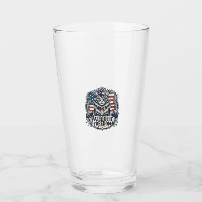 Patriotische Maine Coon Katze Glas (Vorderseite)