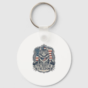 Patriotische Maine Coon Katze Schlüsselanhänger