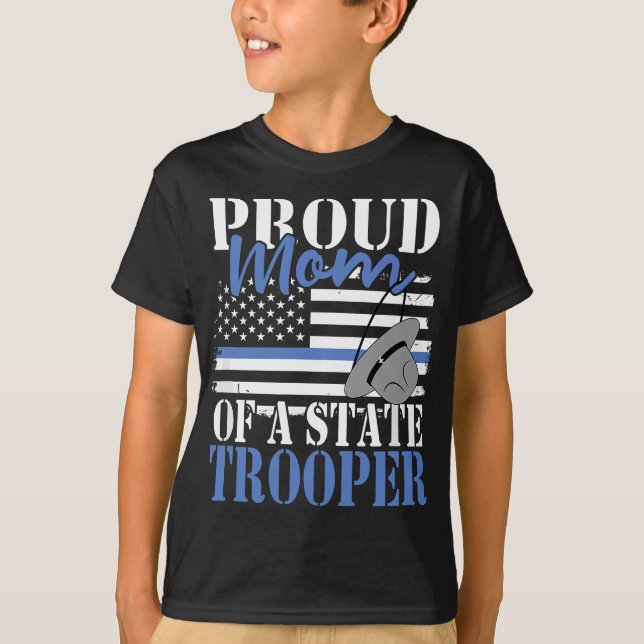 Patriotische Mama eines Polizeibeamten des Staat T-Shirt (Vorderseite)