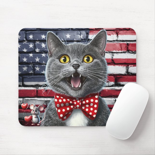 Patriotische Maus und KatzenMaus-Pad Mousepad (Mit Mouse)