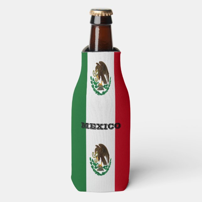 Patriotische Mexikanflagge Flaschenkühler (Flaschenvorderseite)