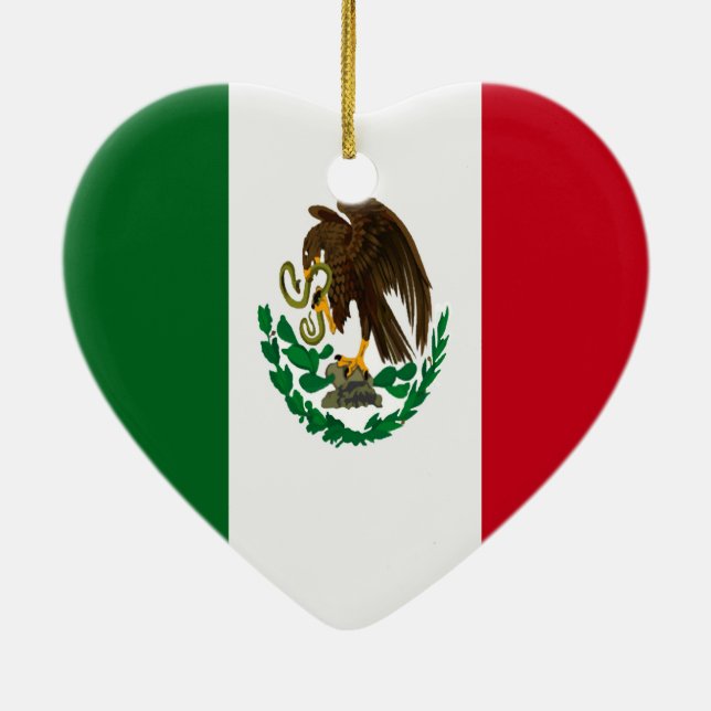 Patriotische Mexikanische Flagge Herz Keramik Ornament (Hinten)