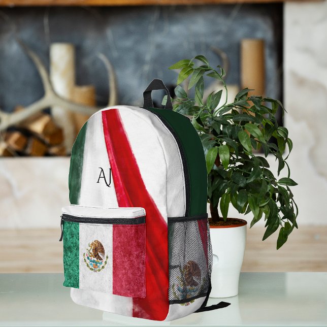 Patriotische mexikanische Flagge | Monogramm Bedruckter Rucksack (Von Creator hochgeladen)