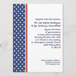 Patriotische militärische US Flagge-Hochzeit Einladung