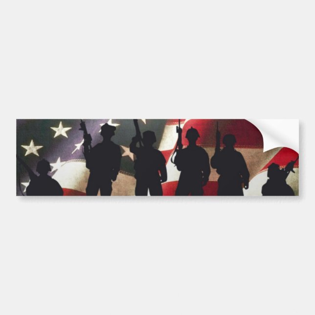 Patriotische Militärsoldat-Silhouette Autoaufkleber (Vorne)