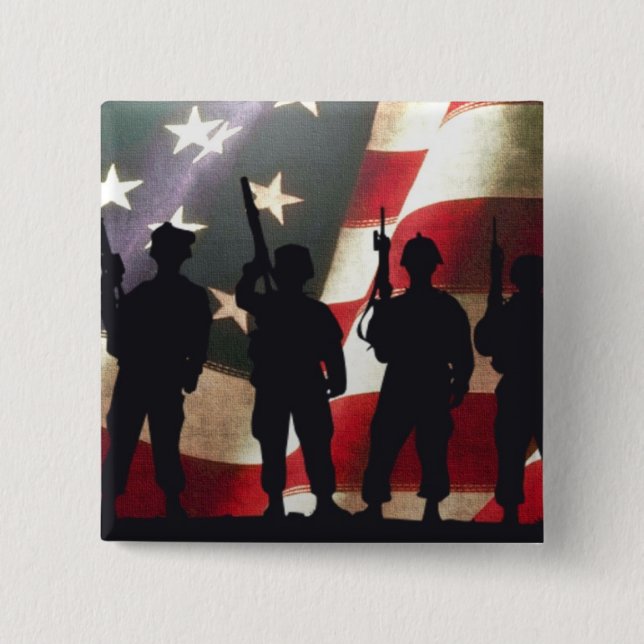 Patriotische Militärsoldat-Silhouette Button (Vorderseite)