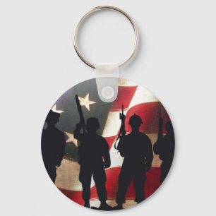 Patriotische Militärsoldat-Silhouette Schlüsselanhänger
