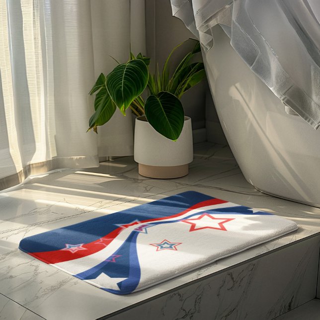 Patriotische moderne Abstrakte amerikanische Flagg Badematte (Von Creator hochgeladen)